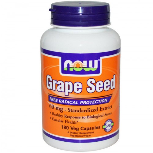 ขายอาหารเสริม grape seed Now Foods, Grape Seed, Standardized Extract, 180 Vcaps